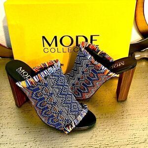NEW THE MODE COLLECTIVE SANDSTONE HIGH HEEL MULES